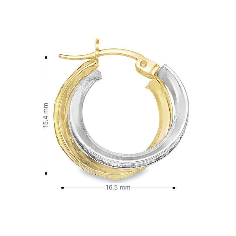 10k Two Tone Gold Fancy CZ Hoop Earrings