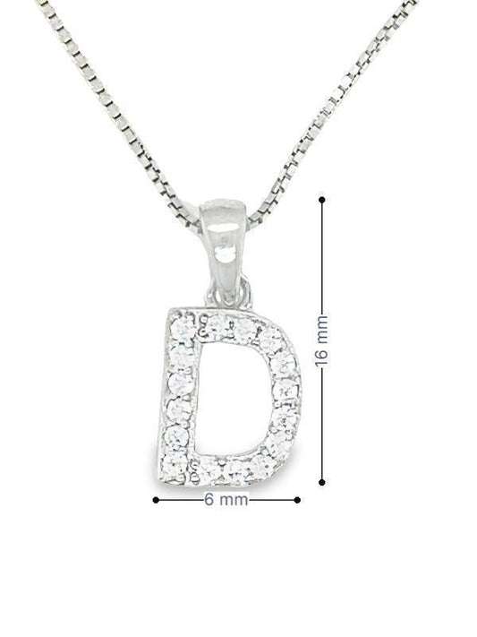 Sparkling Sterling Silver CZ Initial Letter D Pendant
