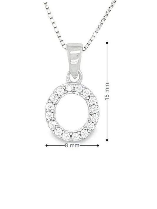 Sterling Silver Cubic Zirconia Initial Letter "O" Pendant