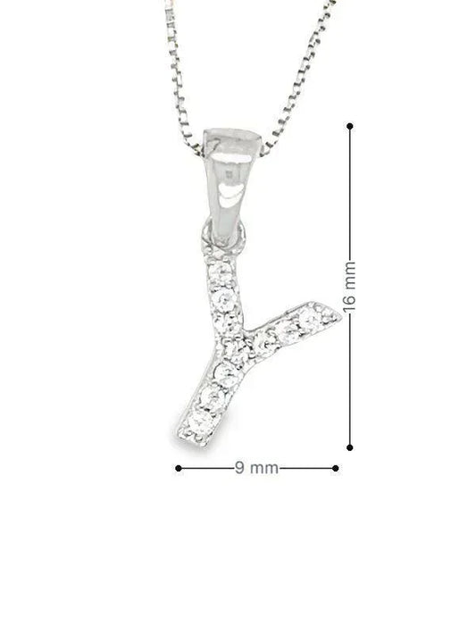 Sterling Silver CZ Initial Letter Y Pendant