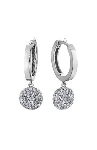10K White Gold 0.30TDW Diamond Hoop with Dangle