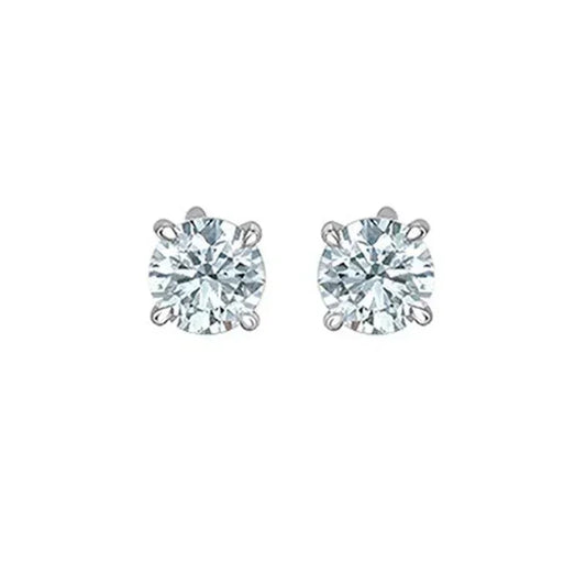 1.00TDW Lab Grown Diamond Solitaire Earrings in14K White Gold