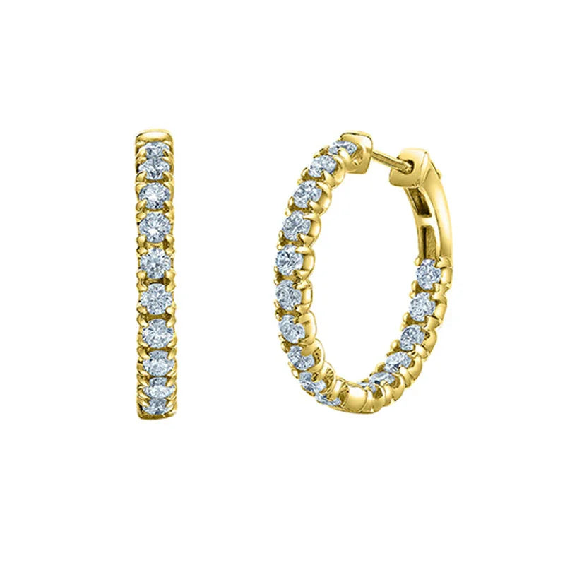 1.00ct Lab Grown Diamond Hoop Earrings in 14K Yellow Gold
