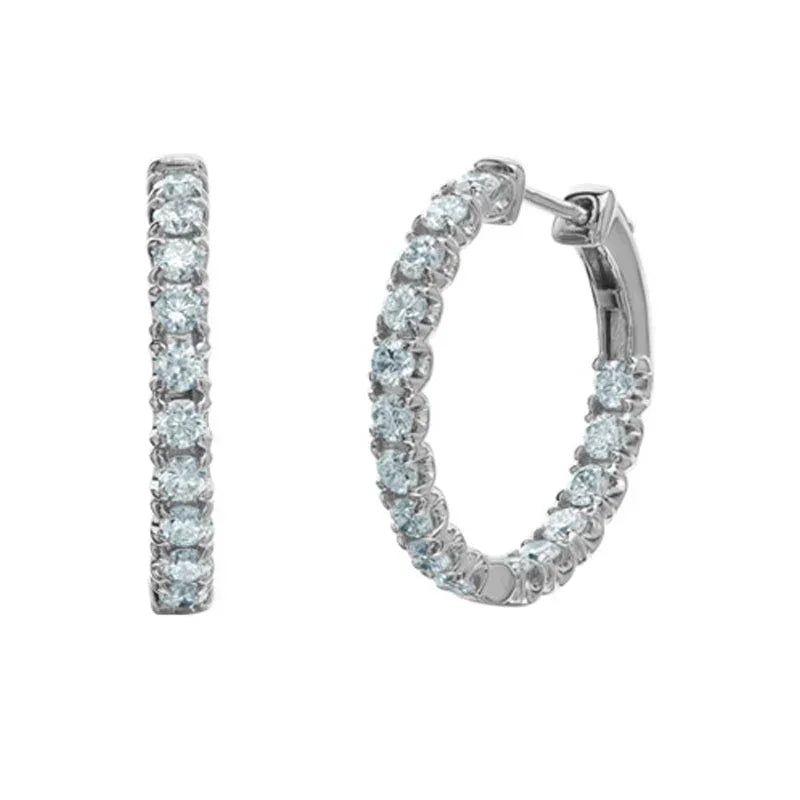 1.00ct Lab Grown Diamond Hoop Earrings in 10K White Gold