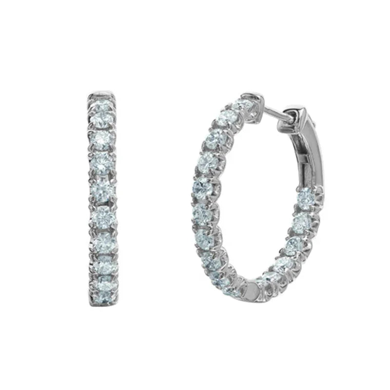 14K White Gold 1.00TDW Lab Grown Diamond Hoop Earrings
