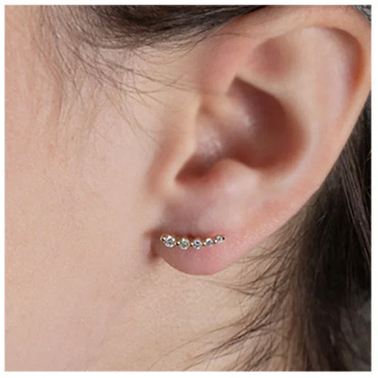 10K Yellow and White Gold 0.25TDW Diamond Ear Climber Earrings