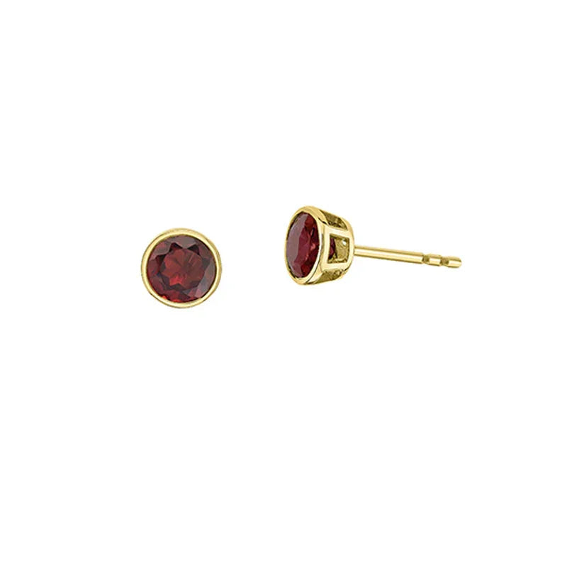 10K Yellow Gold 5mm Garrnet Earrings