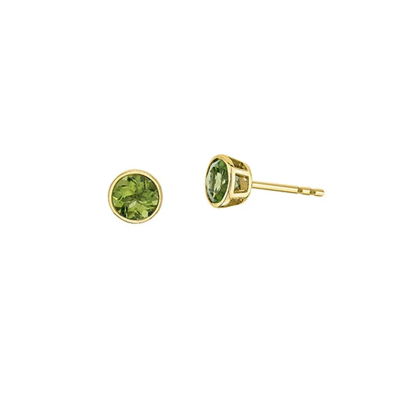 10K Yellow 5mm Peridot Earrings