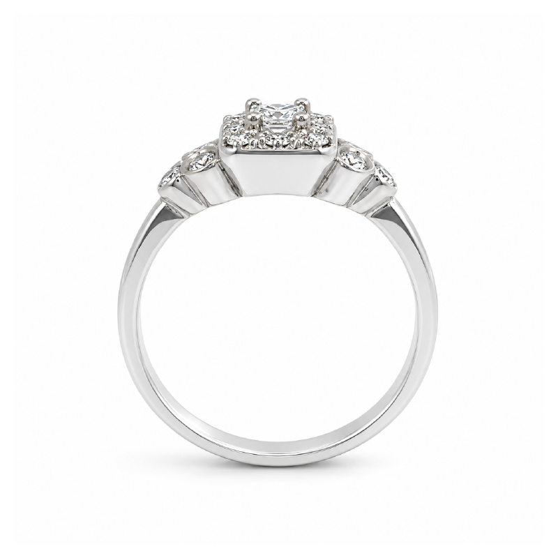 14K White Gold 0.38TDW Halo Diamond Engagement Ring