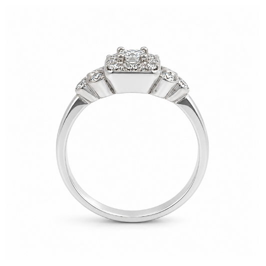 14K White Gold 0.38TDW Halo Diamond Engagement Ring