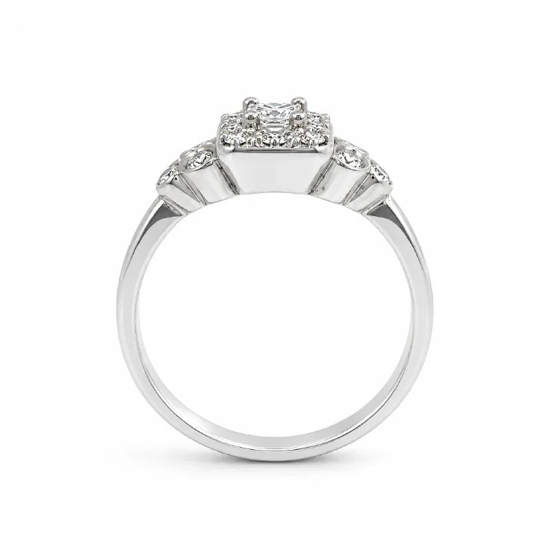 14K White Gold 0.38TDW Halo Diamond Engagement Ring