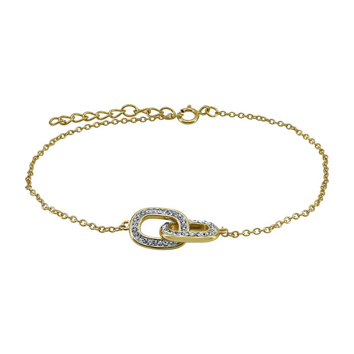 Sterling Silver Gold Plated CZ Paper Clip Motif 8" Bracelet