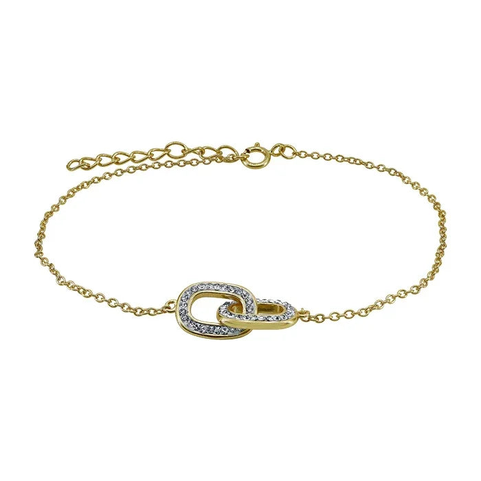Sterling Silver Gold Plated CZ Paper Clip Motif 8" Bracelet