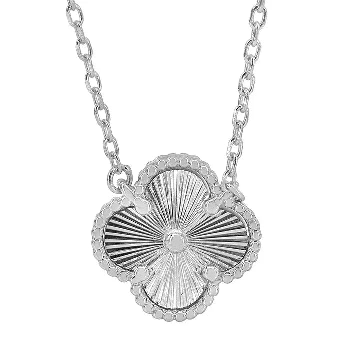 Sterling Silve White Gold Plated Clover Necklace