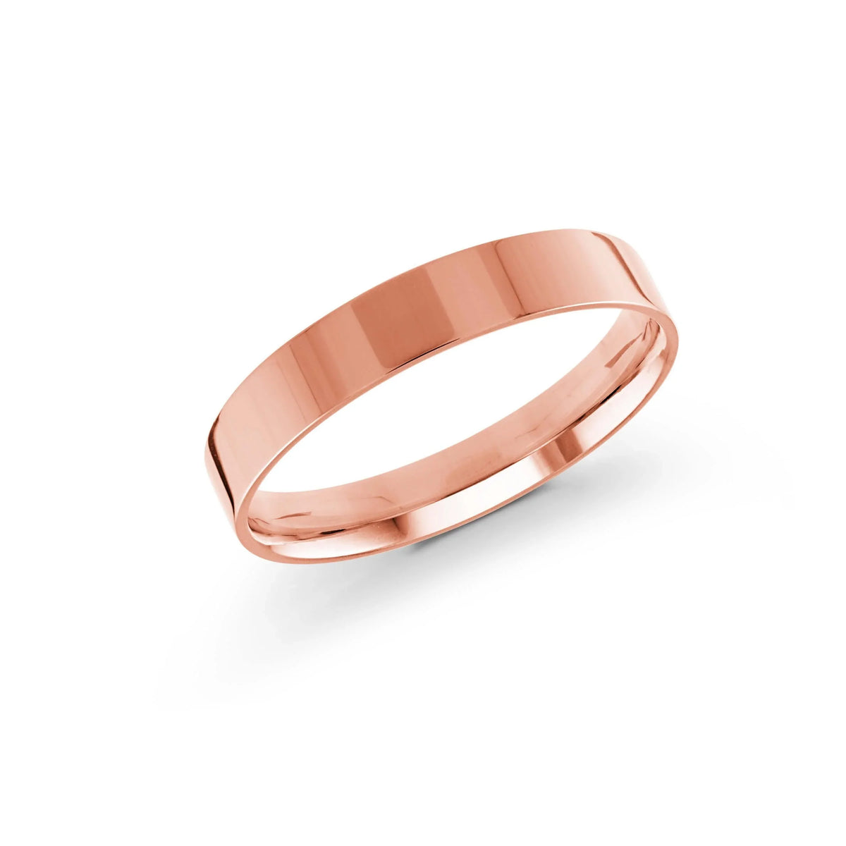 10, 14 Karat Gold 4mm High Polish Flat Comfort Fit Wedding Band