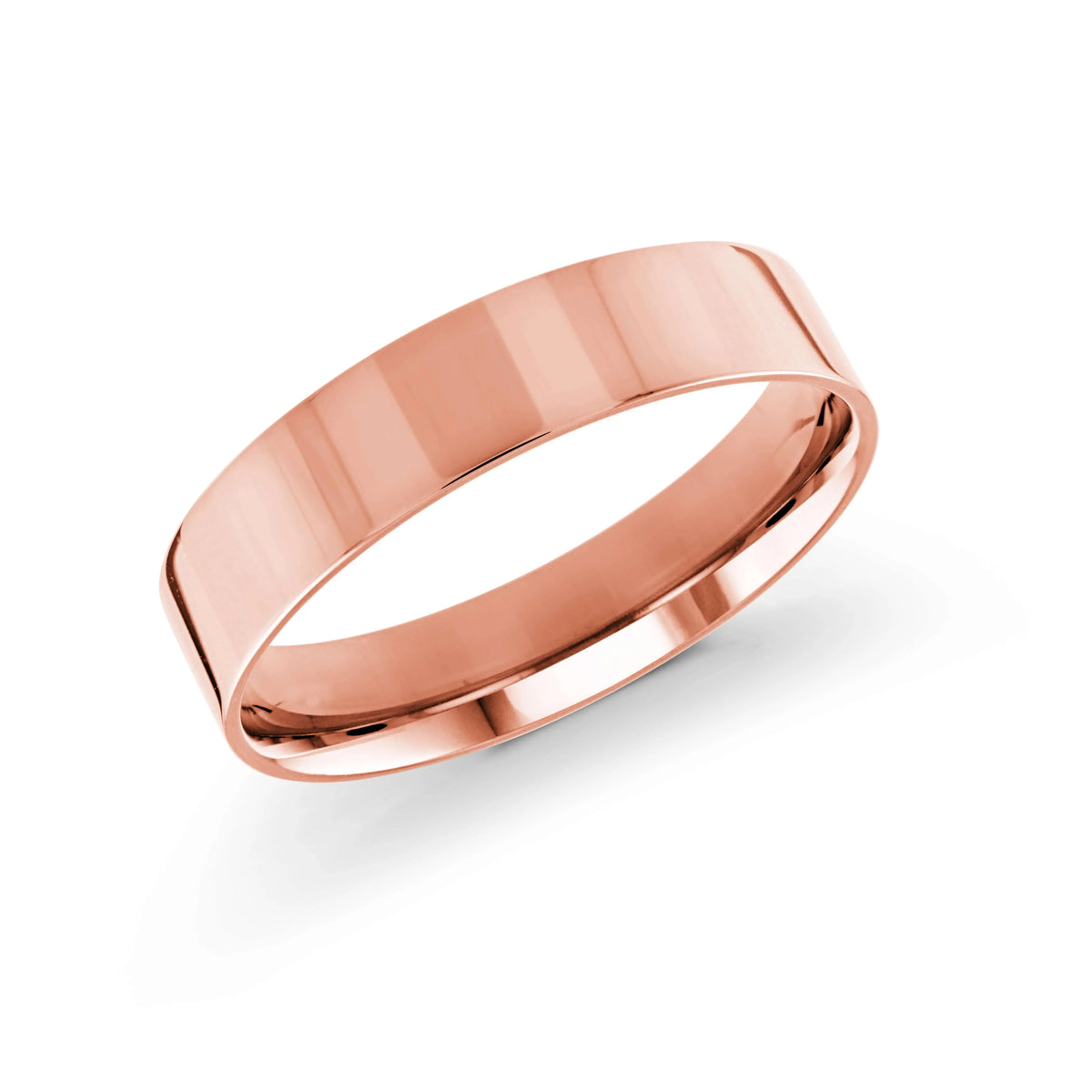 10, 14 Karat Gold 5mm High Polish Flat Comfort Fit Wedding Band