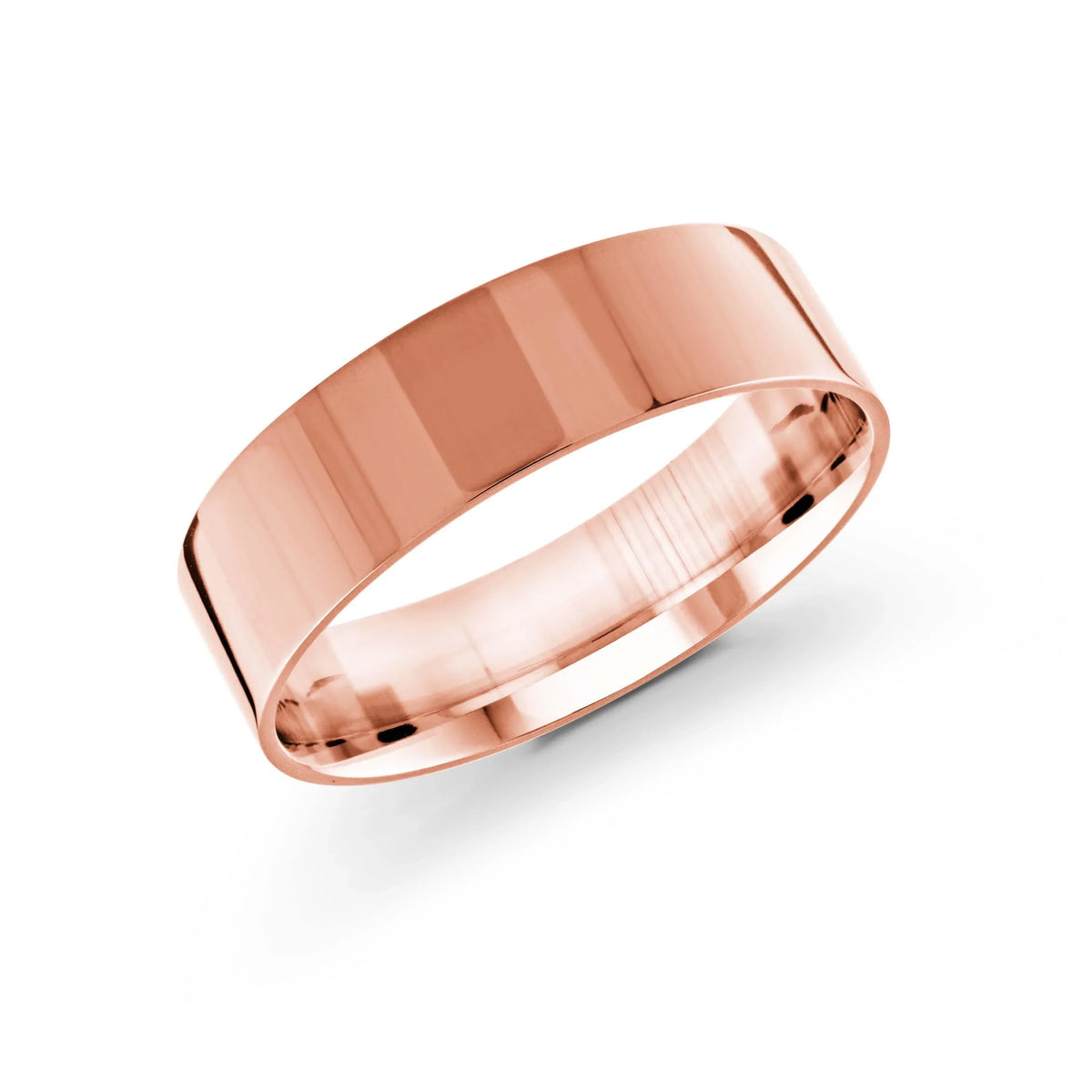 10, 14 Karat Gold 6mm High Polish Flat Comfort Fit Wedding Band