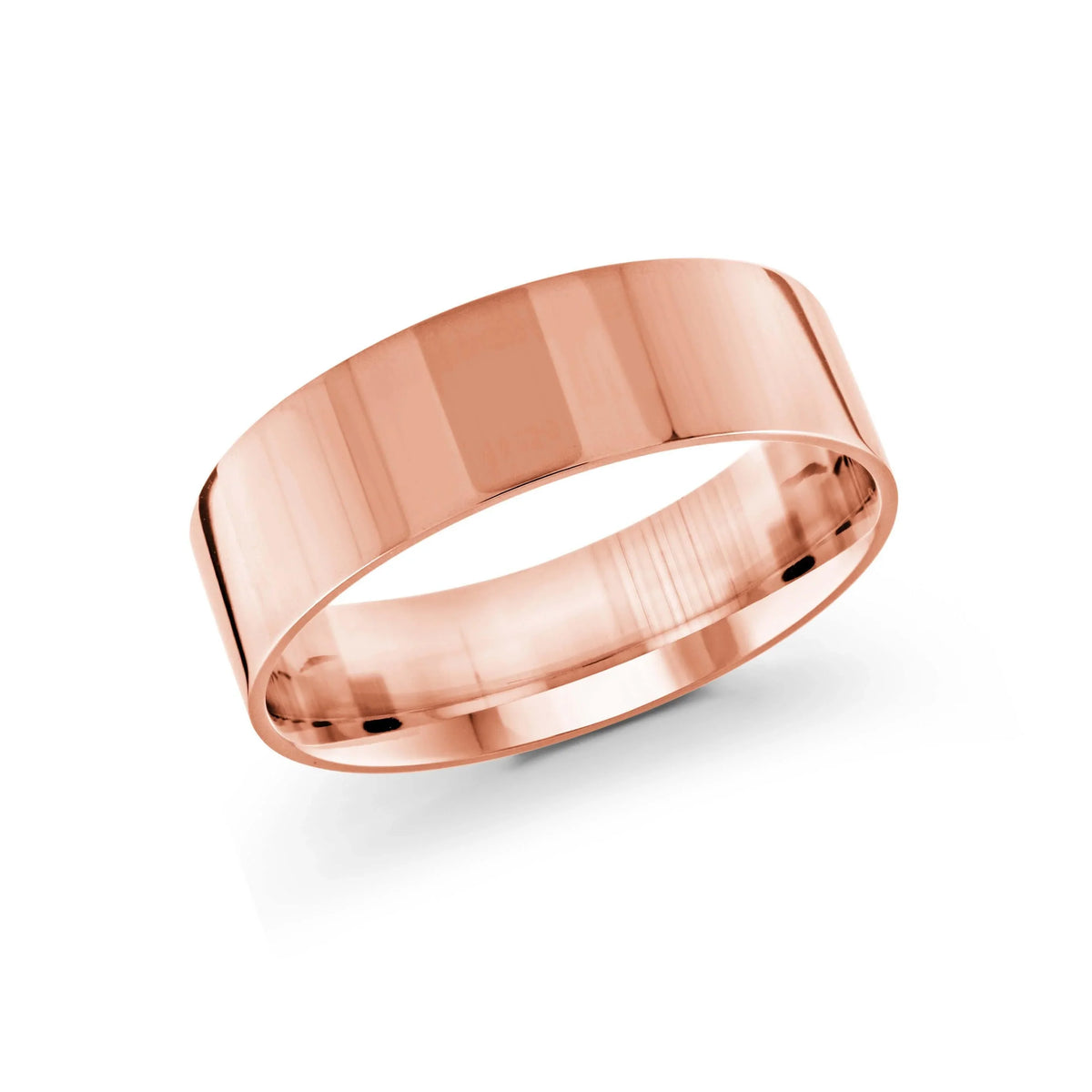 10, 14 Karat Gold 7mm High Polish Flat Comfort Fit Wedding Band