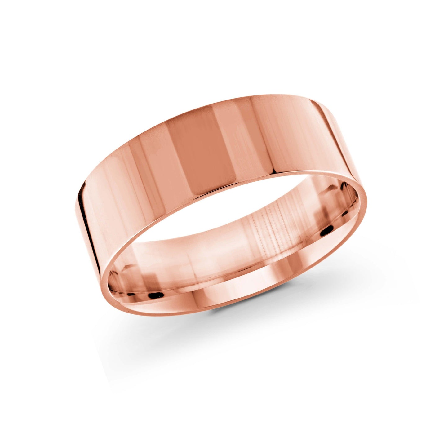 10, 14 Karat Gold 8mm High Polish Flat Comfort Fit Wedding Band