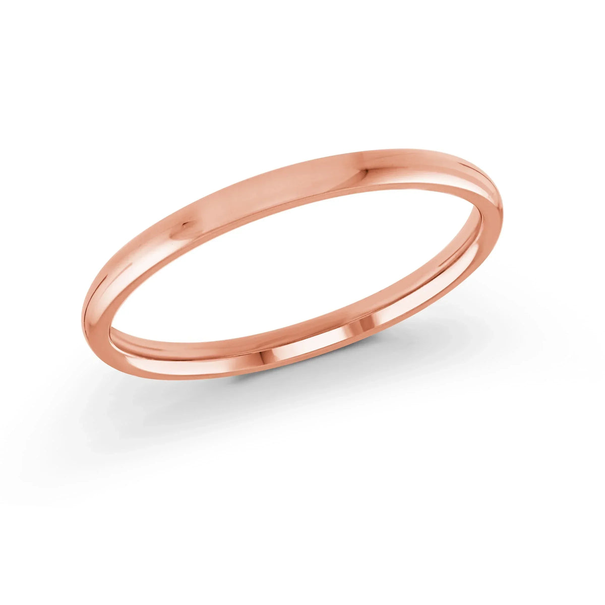 10, 14 Karat Gold 2mm high polish rounded dome light comfort fit wedding band