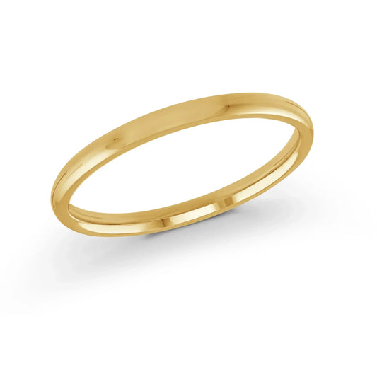 10, 14 Karat Gold 2mm high polish rounded dome light comfort fit wedding band