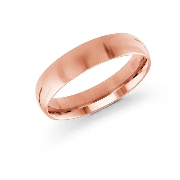 10, 14 Karat Gold 5mm high polish rounded dome light comfort fit wedding band