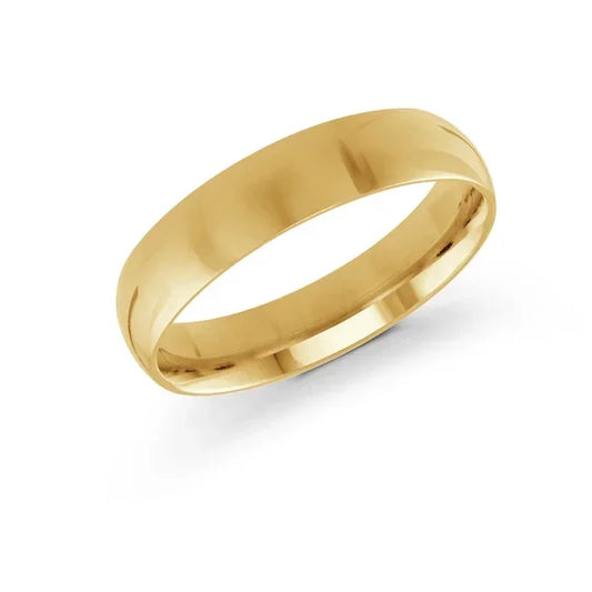 10, 14 Karat Gold 5mm high polish rounded dome light comfort fit wedding band