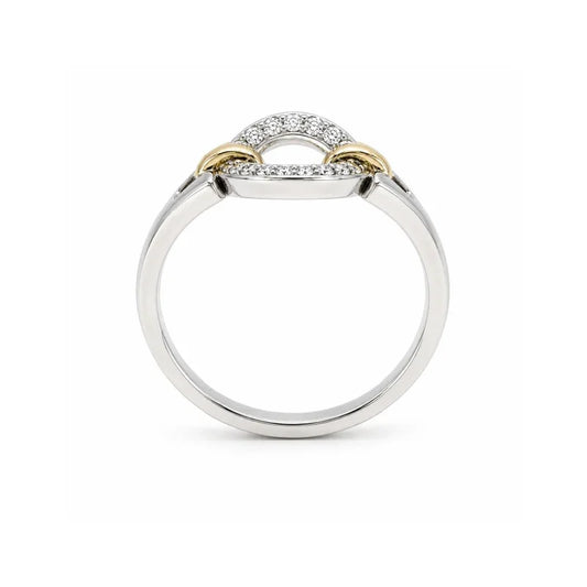 10K Yellow and White Gold 0.07TDW Circle Ring