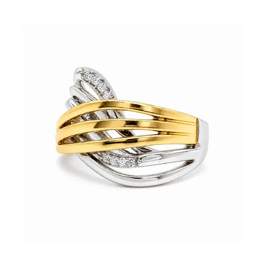 10K Yellow Gold & Sterling Silver 0.04TDW Diamond Ring