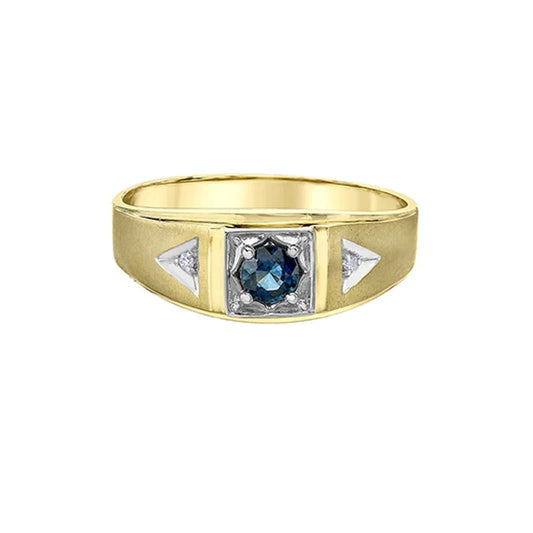 10K Yellow Gold 4mm Sapphire and Diamond Men's Ring