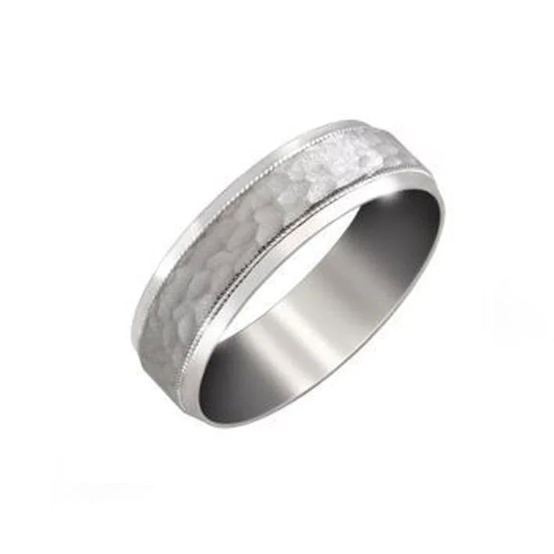 10, 14 Karat White Gold 6mm Fancy Wedding Band