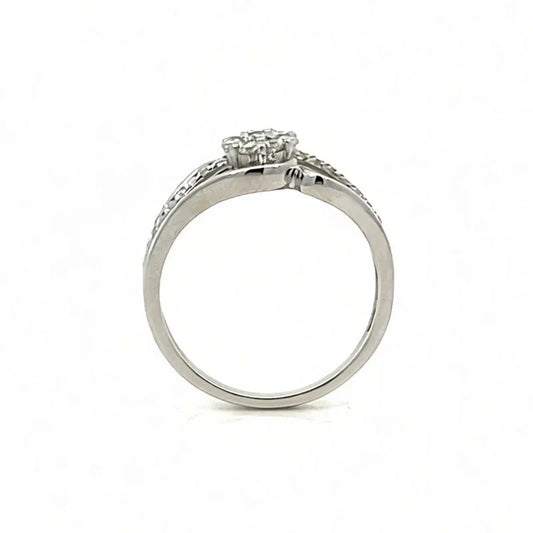 10K White Gold 0.25TDW Lab Grown Diamond Cluster Ring