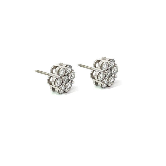 14K White Gold 1.00TDW Lab Grown Diamond Flower Earrings