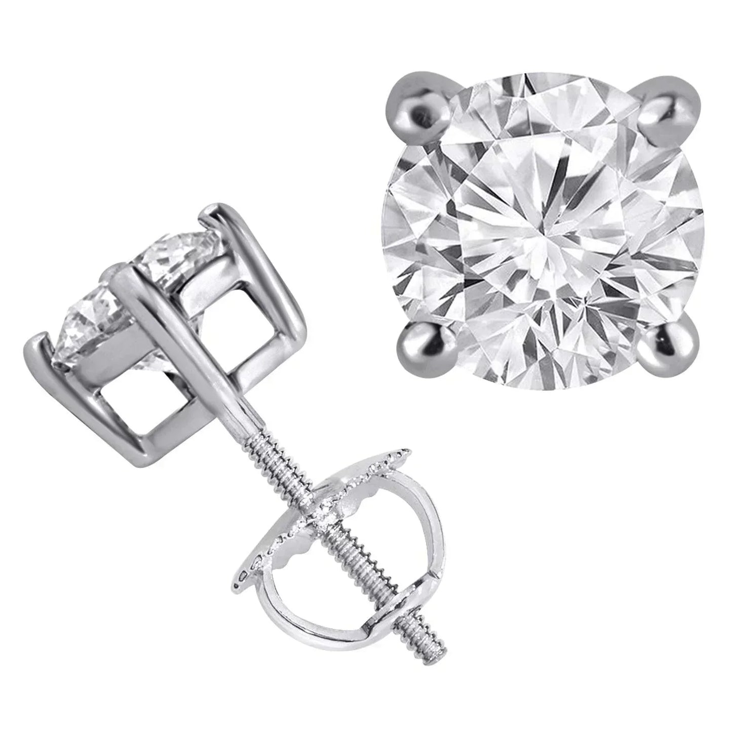 1.00DW Lab Diamond Solitaire Earrings in 14K White Gold