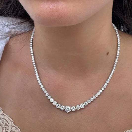 10CT Lab Grown Diamond Tennis Necklace in 14K White Gold