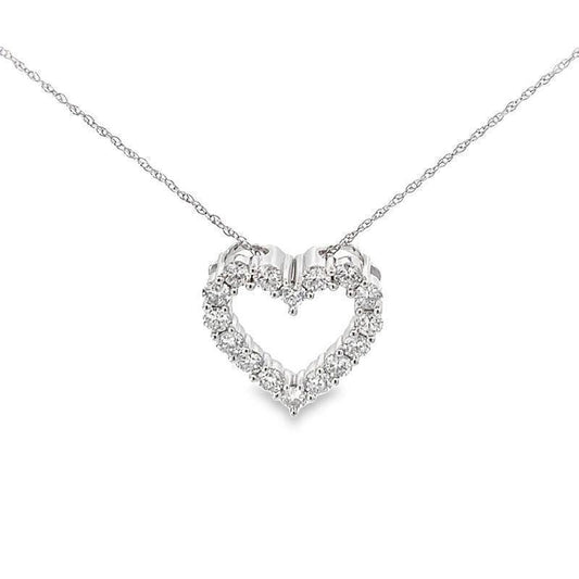 14K White Gold 1.00TDW Lab Grown Diamond Heart Pendant