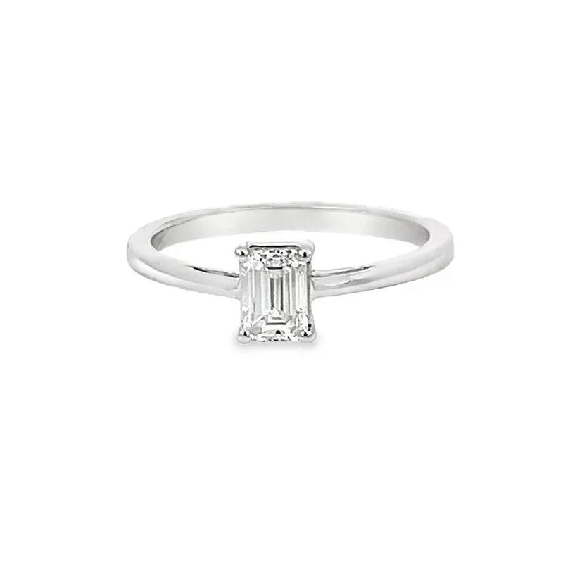 14K White Gold 0.50CT Emerald Cut Lab Grown Diamond Ring