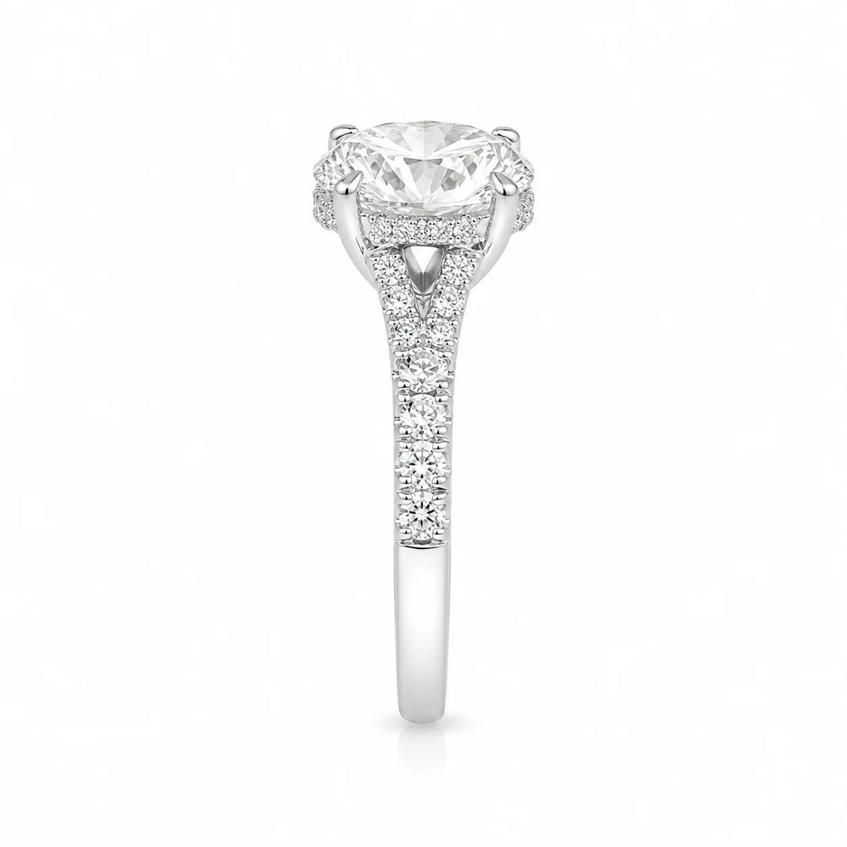 3.60TDW Lab Diamond Oval Engagement Ring in 14K White Gold