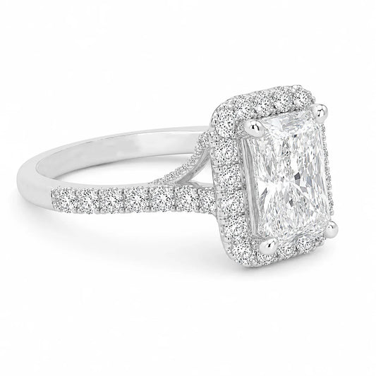 4.10TDW Lab Diamond Radiant 14K White Gold Engagement Ring