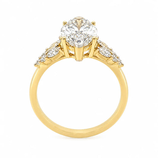 3.60TDW Lab Diamond Marquise Engagement Ring in 14K Yellow Gold