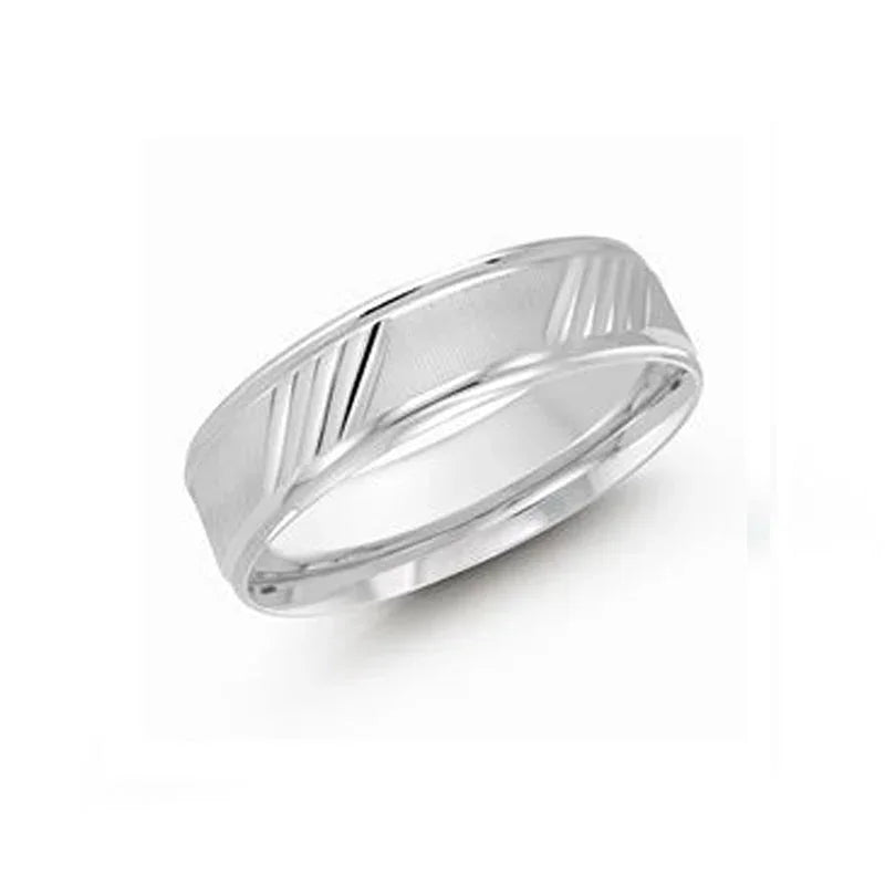 10, 14 Karat White Gold 6mm Fancy Hollow Wedding Band