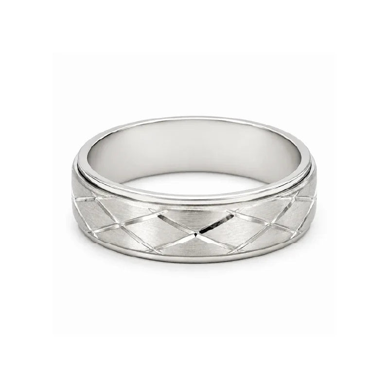 10 Karat White Gold 6mm Fancy Wedding Band