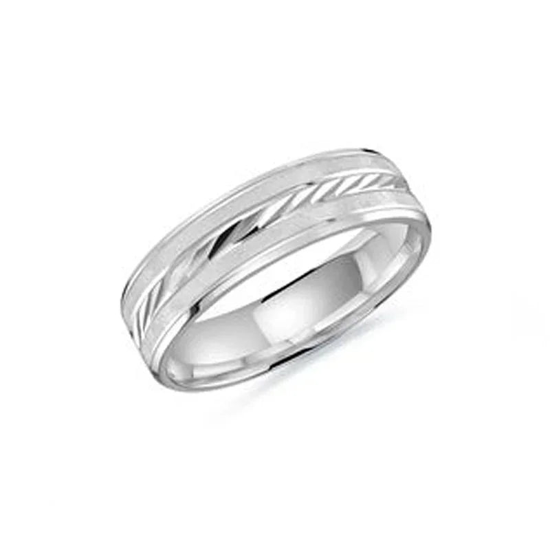 10,14 Karat White Gold 6mm Fancy Hollow Wedding Band