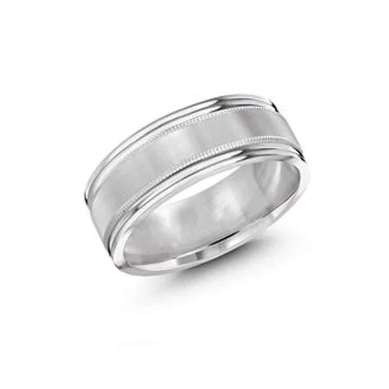 10, 14 Karat White Gold 8mm Fancy Hollow Wedding Band