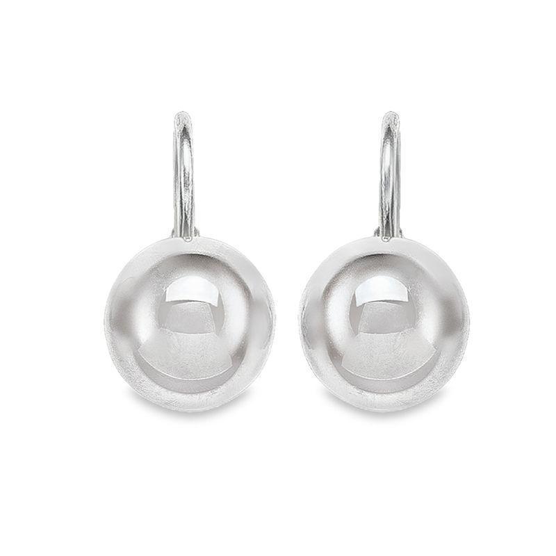 14K White Gold High Polish French Back Ball Earrings