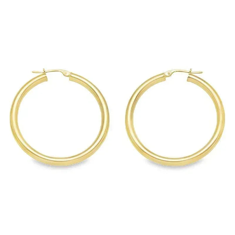 10K, 14K Yellow Gold 3mm Classic Hoop Earrings