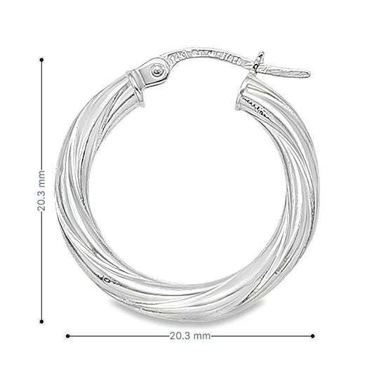 3mm Twisted Tube Hoop Earrings in 10K, 14K White Gold