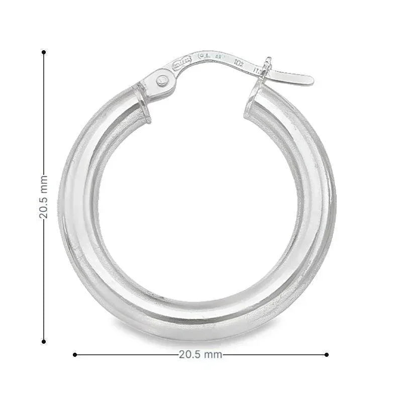 3mm Tube High Polish Hoop Earrings in 10K, 14K White Gold