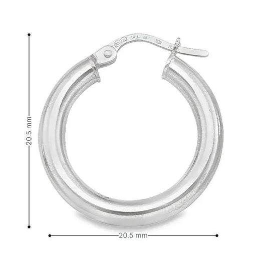 3mm Tube High Polish Hoop Earrings in 10K, 14K White Gold