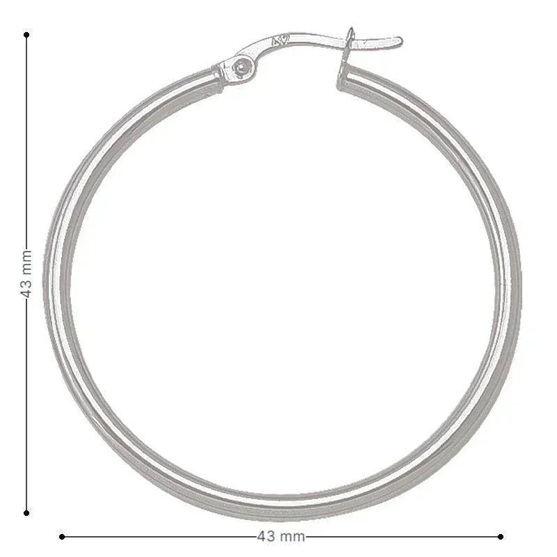 2mm High Polish Plain Tube Hoop Earrings in 10K, 14K White Gold